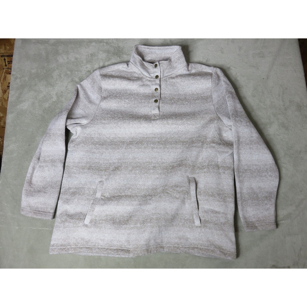 Natural Reflections Womens XXL Tan Space Dye Fleece Quarter Button Pullover Mock